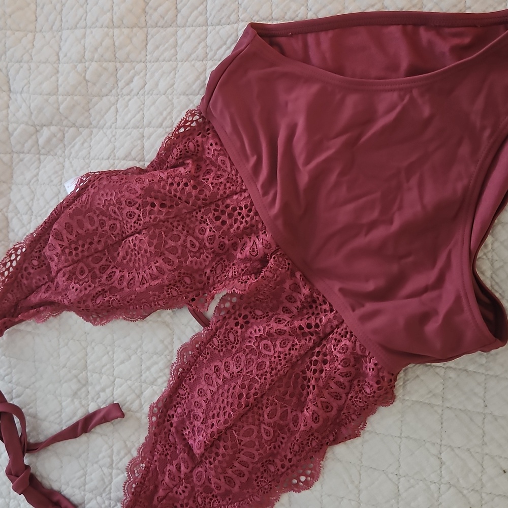 Xhilaration Halter Tie  Backless Lace Body Suit